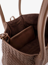 Bottega Veneta Women Pinacoteca Leather Handbag With Intrecciato Motif