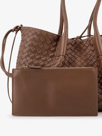 Bottega Veneta Women Pinacoteca Leather Handbag With Intrecciato Motif