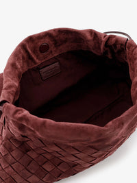 Bottega Veneta Women Suede Giorno Crossbody Bag With Intrecciato Motif