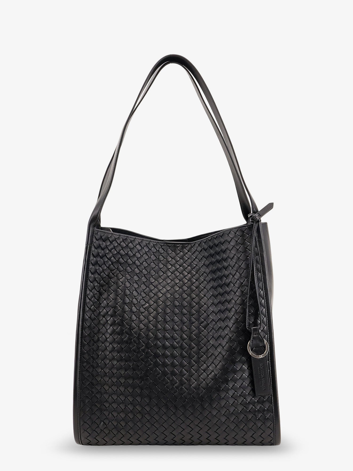 Bottega Veneta Men Corriere Leather Shoulder Bag With Intrecciato Pattern