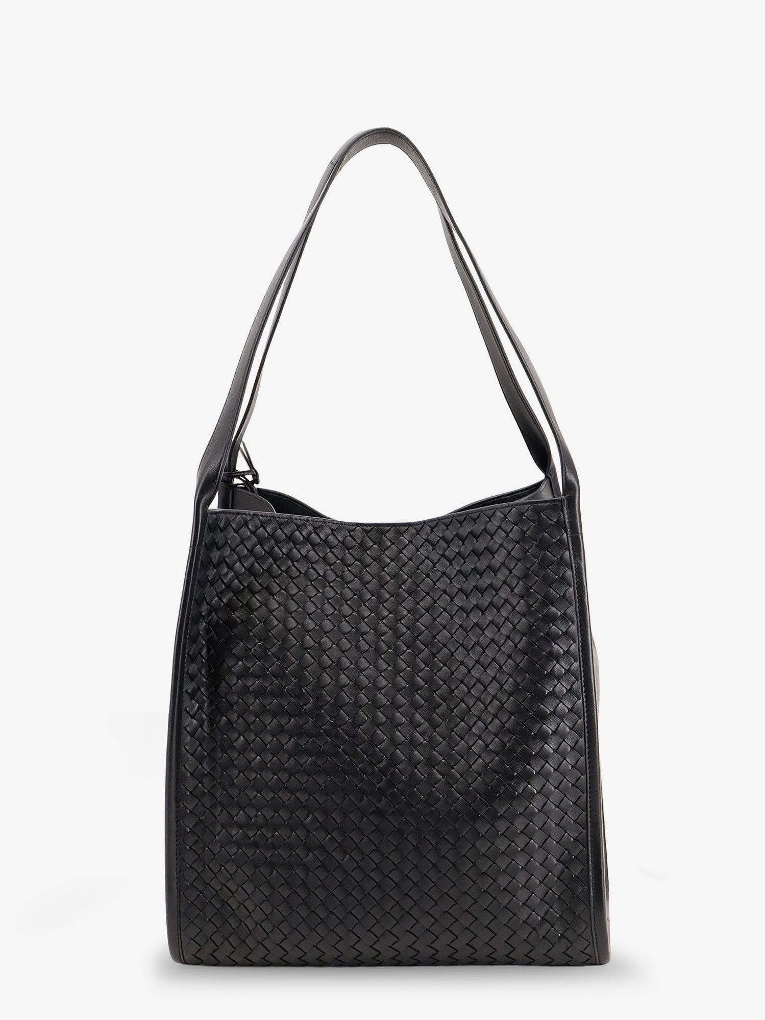 Bottega Veneta Men Corriere Leather Shoulder Bag With Intrecciato Pattern