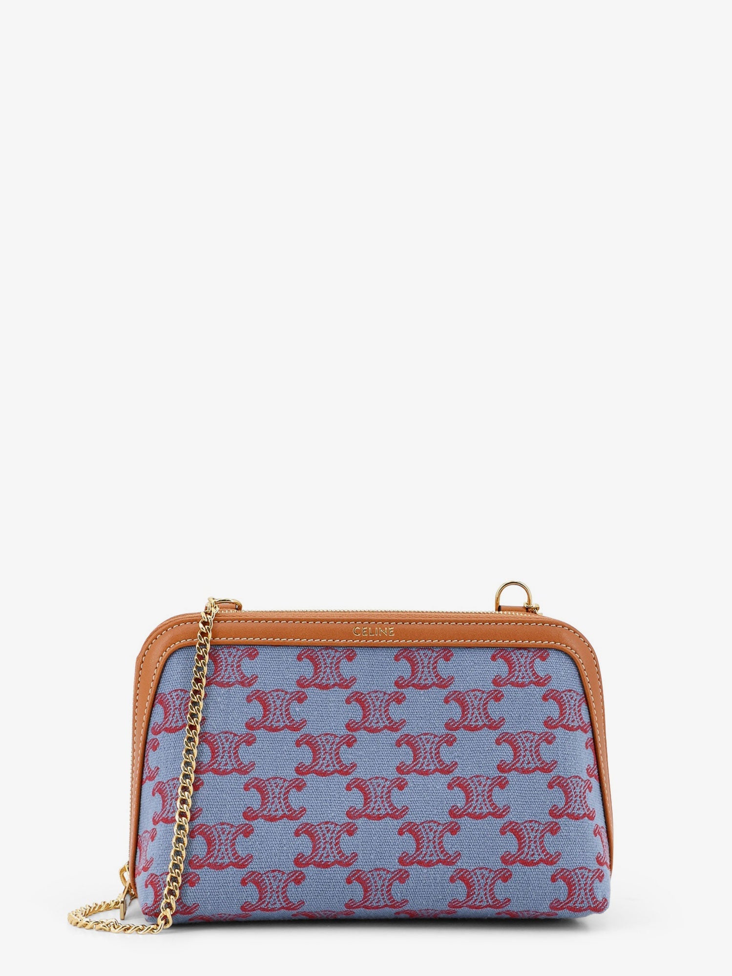 Celine Women Jacquard Fabric Crossbody Bag With All-Over Triomphe Logo