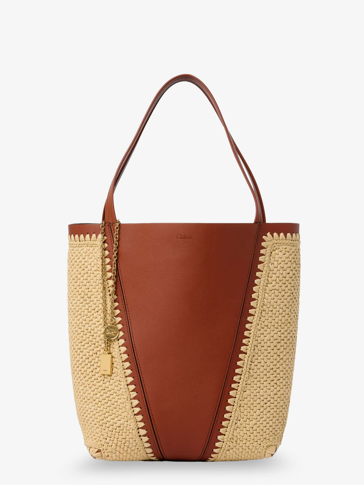 Chloe' Women Chloe Spin Leather And Raffia Shoulder Bag