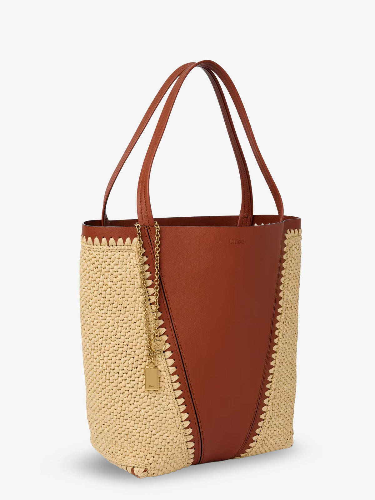 Chloe' Women Chloe Spin Leather And Raffia Shoulder Bag