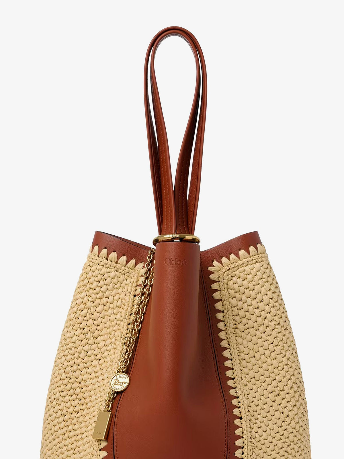 Chloe' Women Chloe Spin Leather And Raffia Shoulder Bag