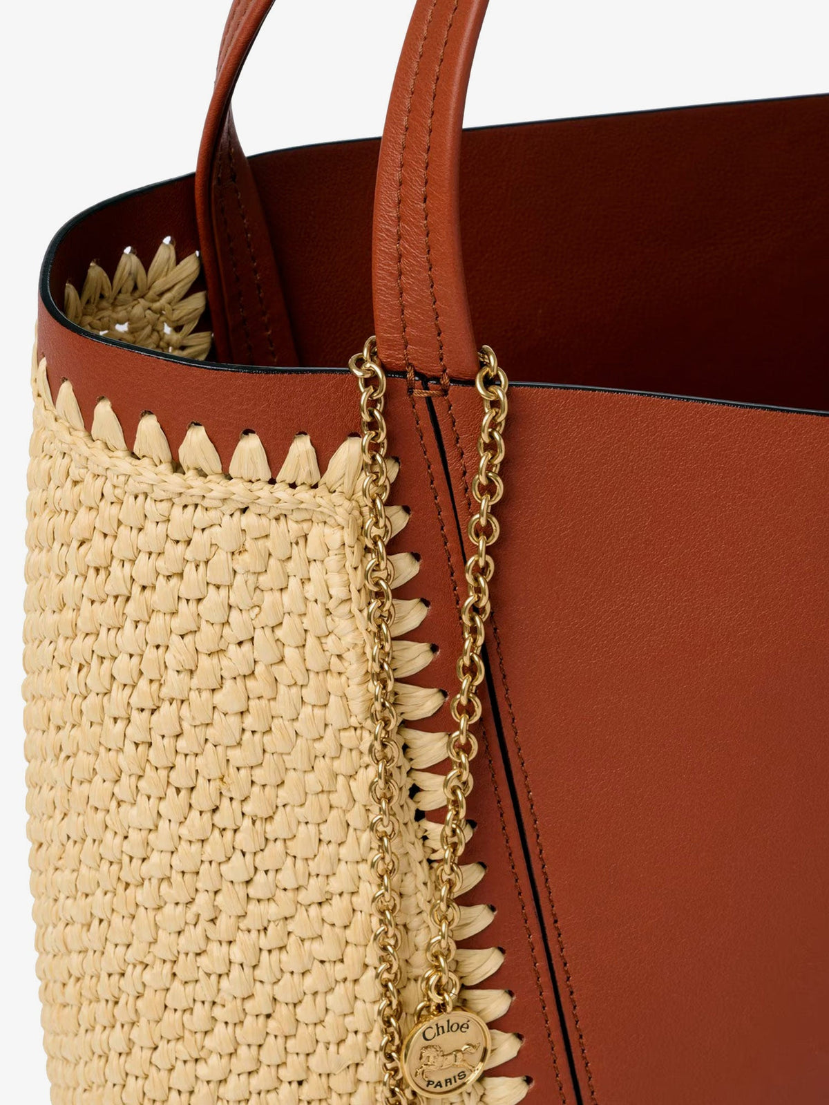 Chloe' Women Chloe Spin Leather And Raffia Shoulder Bag