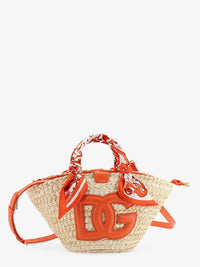 Dolce & Gabbana Women Maiolica Shoulder Bag In Leather And Raffia
