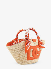 Dolce & Gabbana Women Maiolica Shoulder Bag In Leather And Raffia