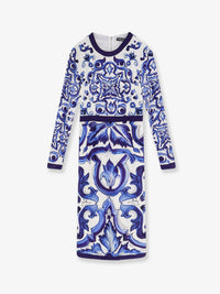 DOLCE & GABBANA Dolce & Gabbana Women Silk Blend Dress With Maiolica Print