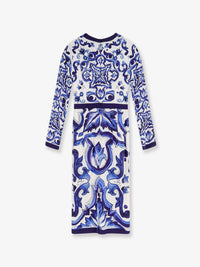 DOLCE & GABBANA Dolce & Gabbana Women Silk Blend Dress With Maiolica Print
