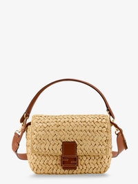 Fendi Women Mamma Baguette Medium Raffia Crossbody Bag