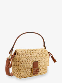 Fendi Women Mamma Baguette Medium Raffia Crossbody Bag