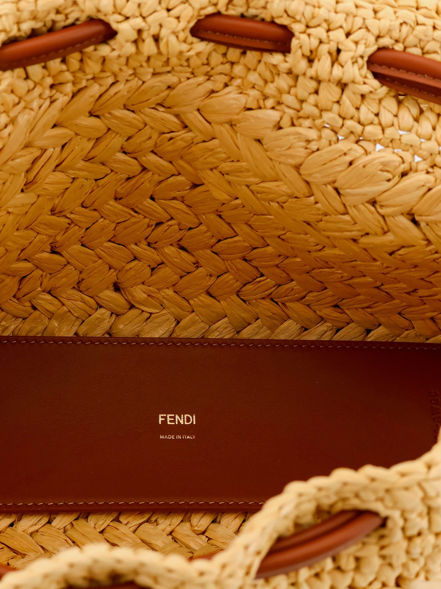 Fendi Women Mamma Baguette Medium Raffia Crossbody Bag