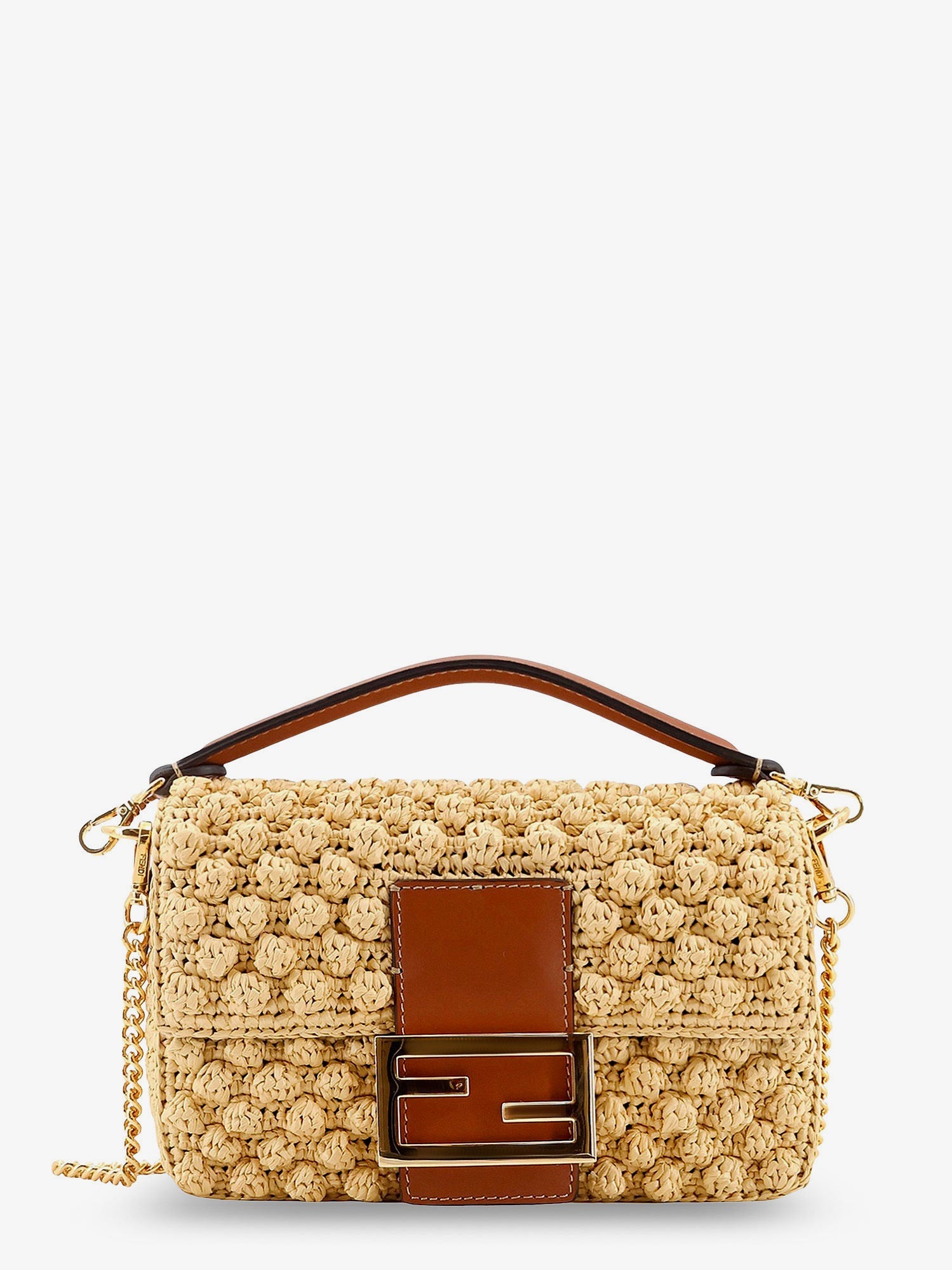Fendi Women Baguetteâ® Mini Raffia Crossbody Bag