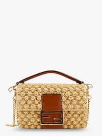 Fendi Women Baguetteâ® Mini Raffia Crossbody Bag