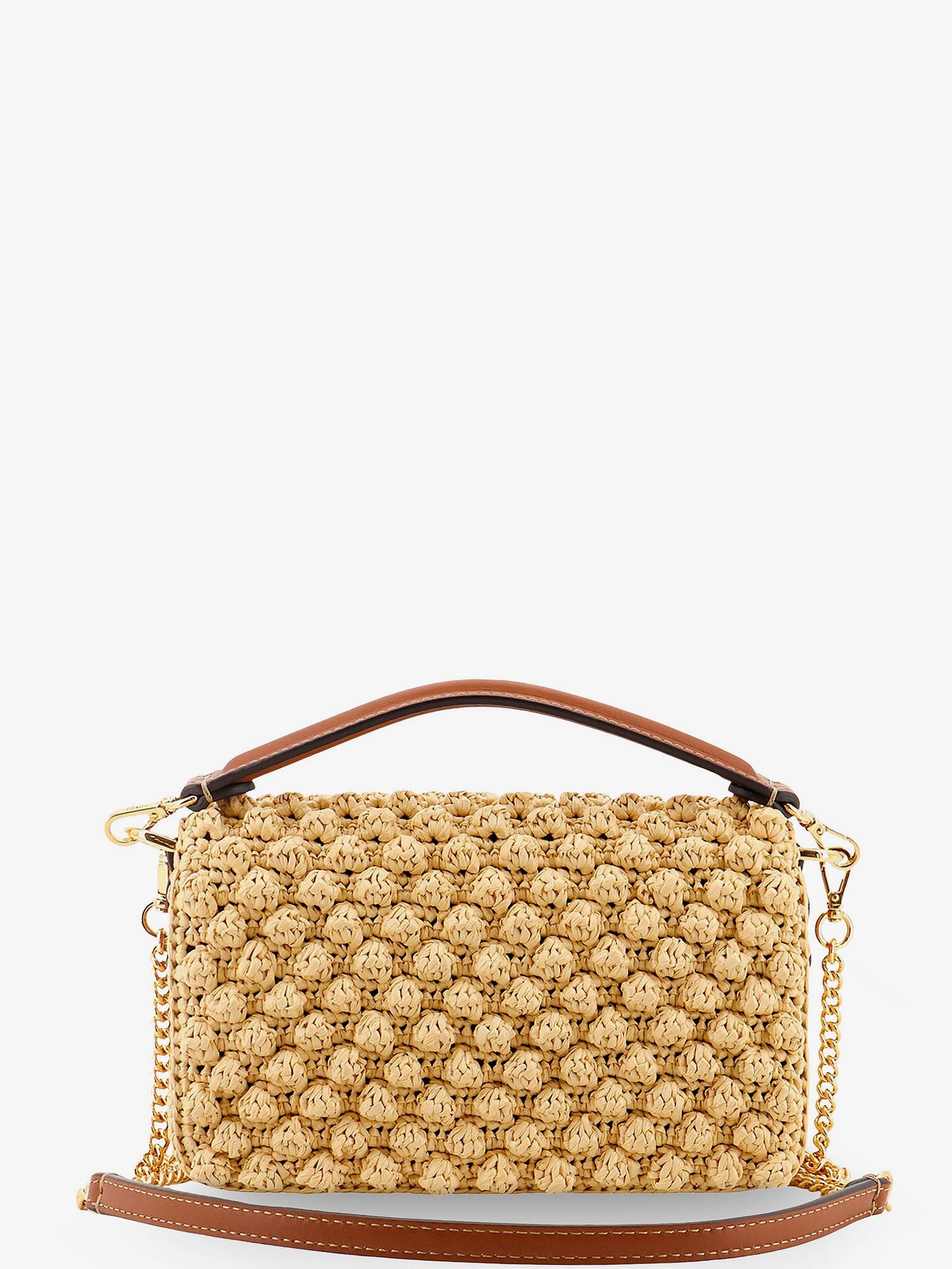Fendi Women Baguetteâ® Mini Raffia Crossbody Bag