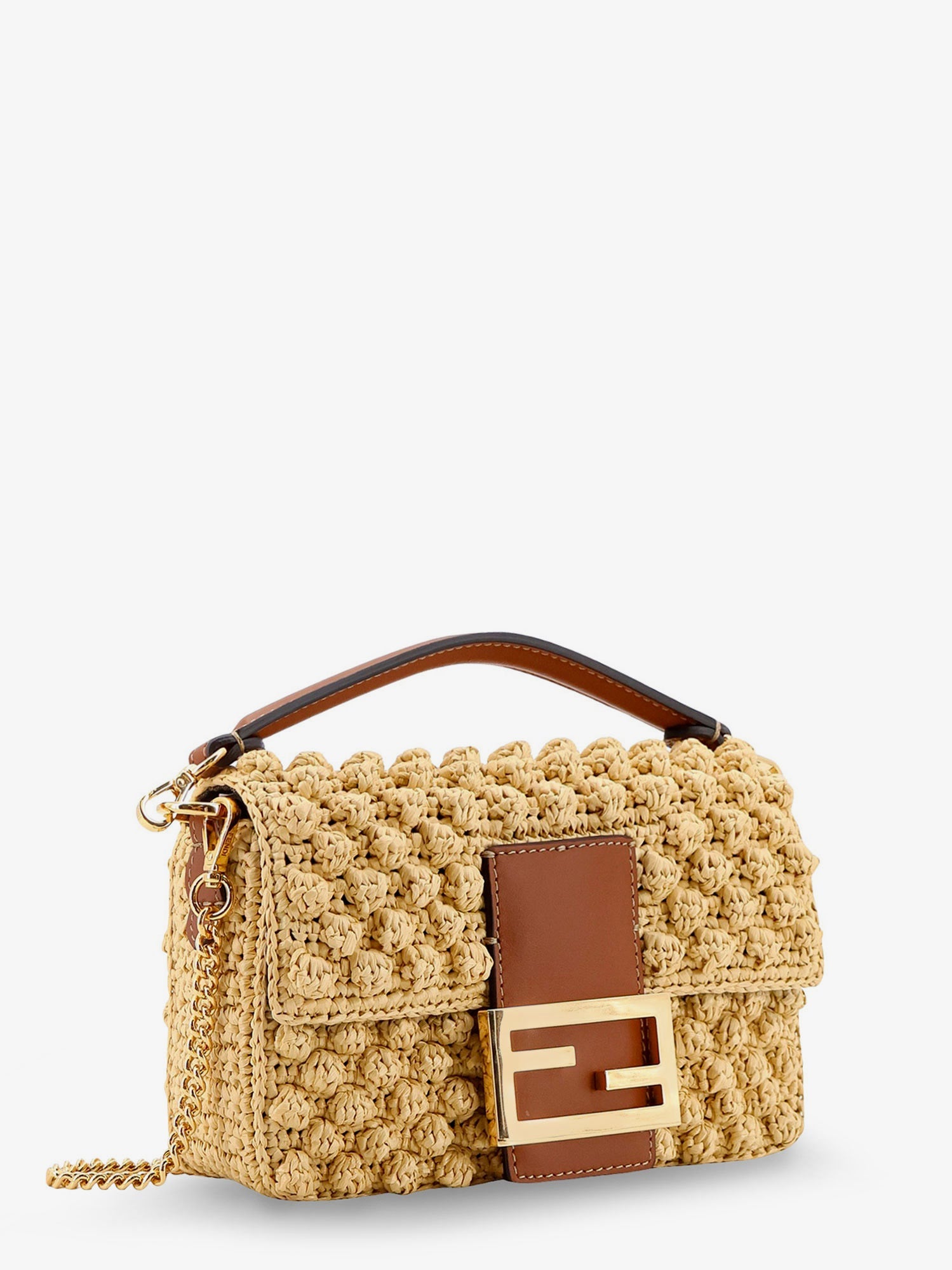 Fendi Women Baguetteâ® Mini Raffia Crossbody Bag