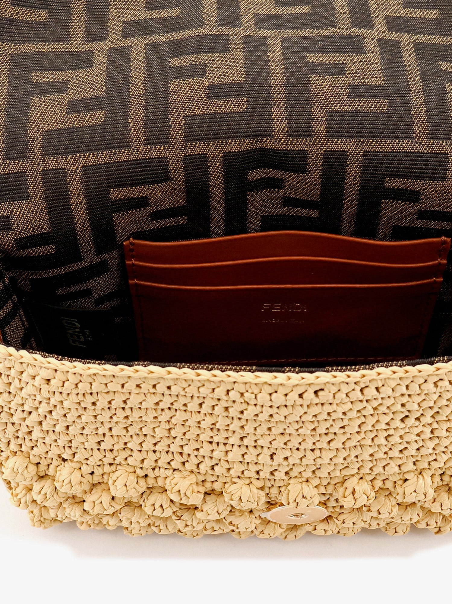 Fendi Women Baguetteâ® Mini Raffia Crossbody Bag