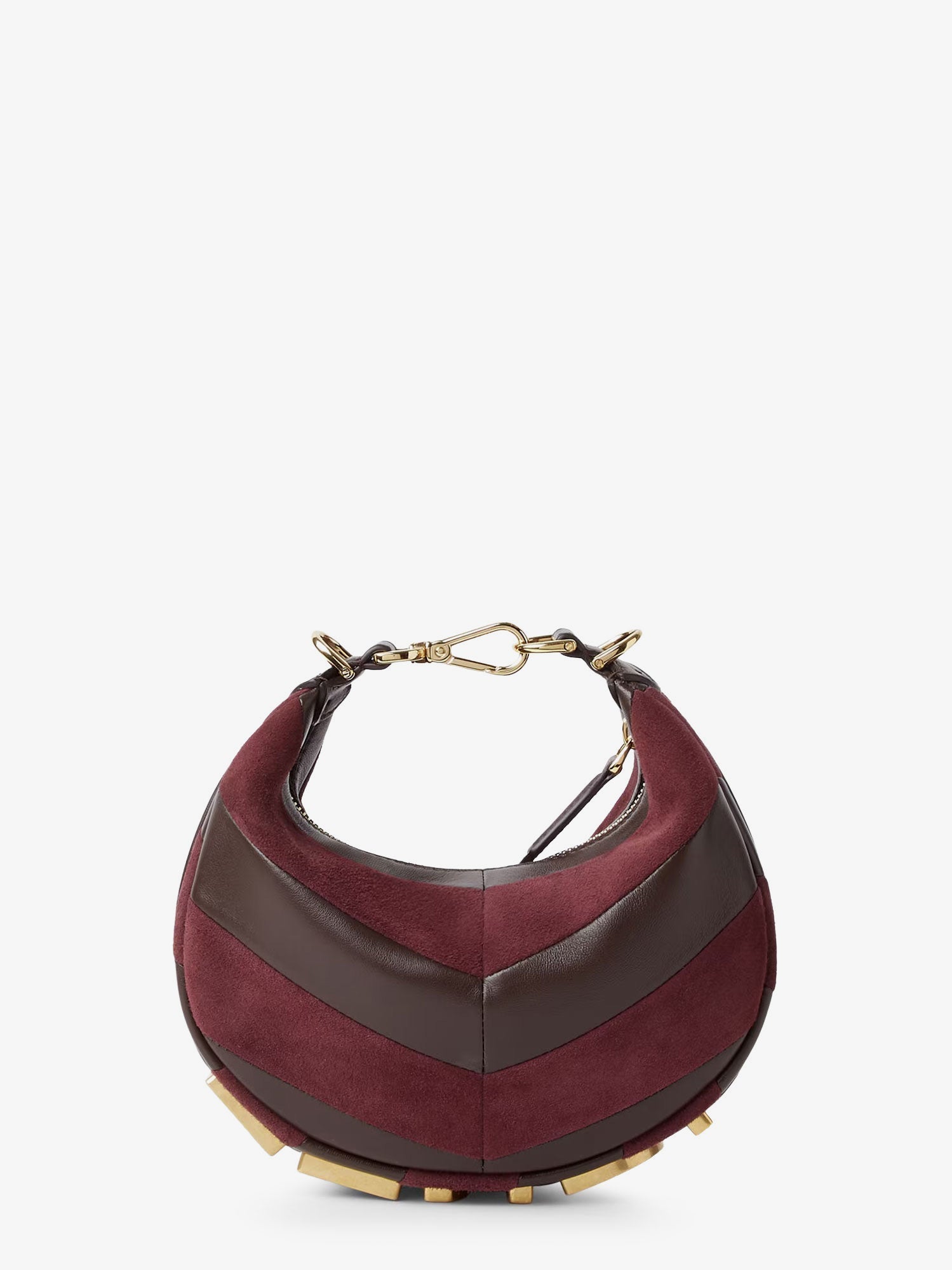 Fendi Women Fendigraphy Mini Leather Handbag With Metal Lettering Logo