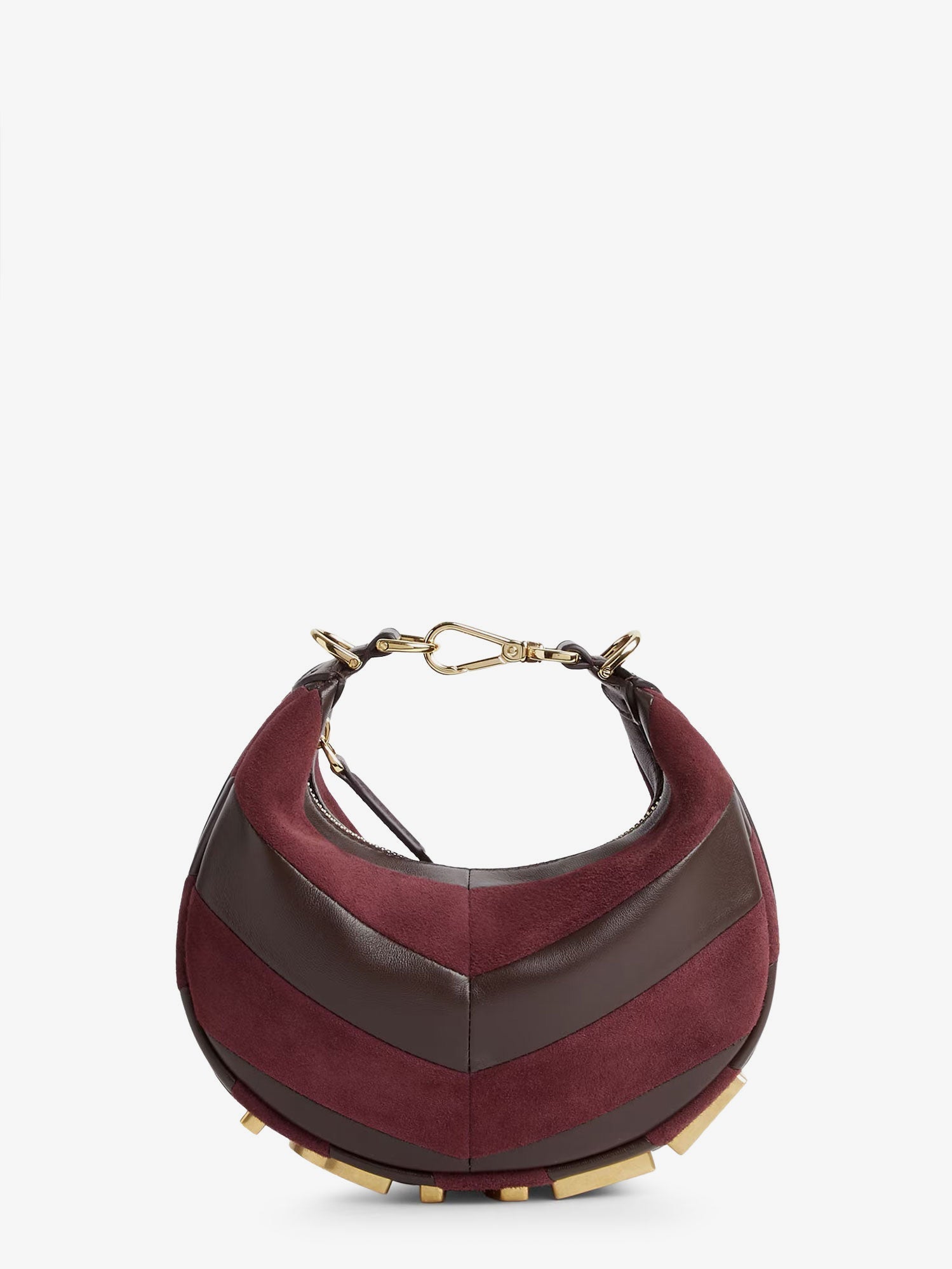 Fendi Women Fendigraphy Mini Leather Handbag With Metal Lettering Logo