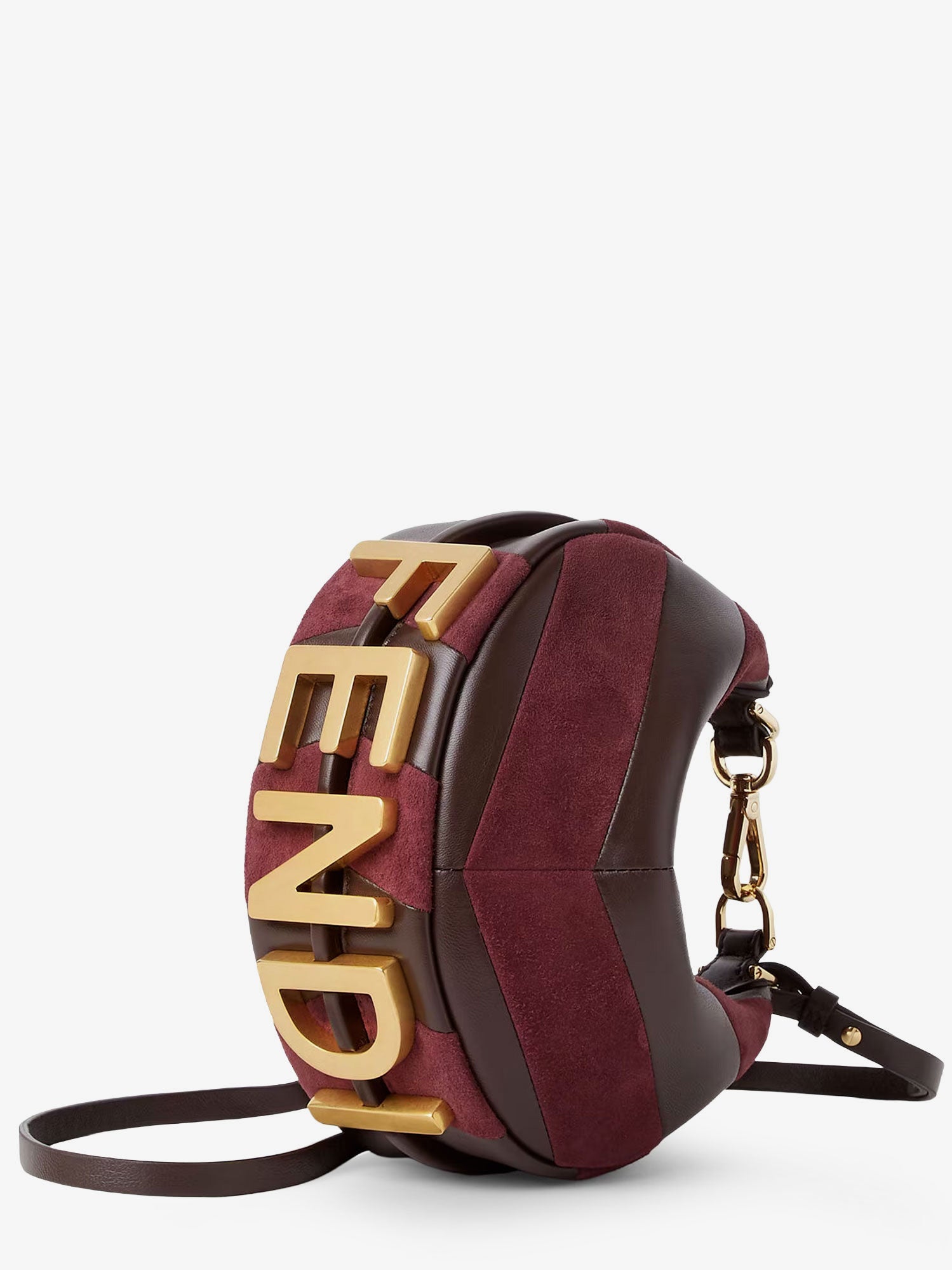 Fendi Women Fendigraphy Mini Leather Handbag With Metal Lettering Logo
