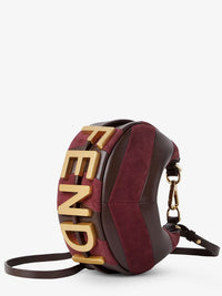 Fendi Women Fendigraphy Mini Leather Handbag With Metal Lettering Logo