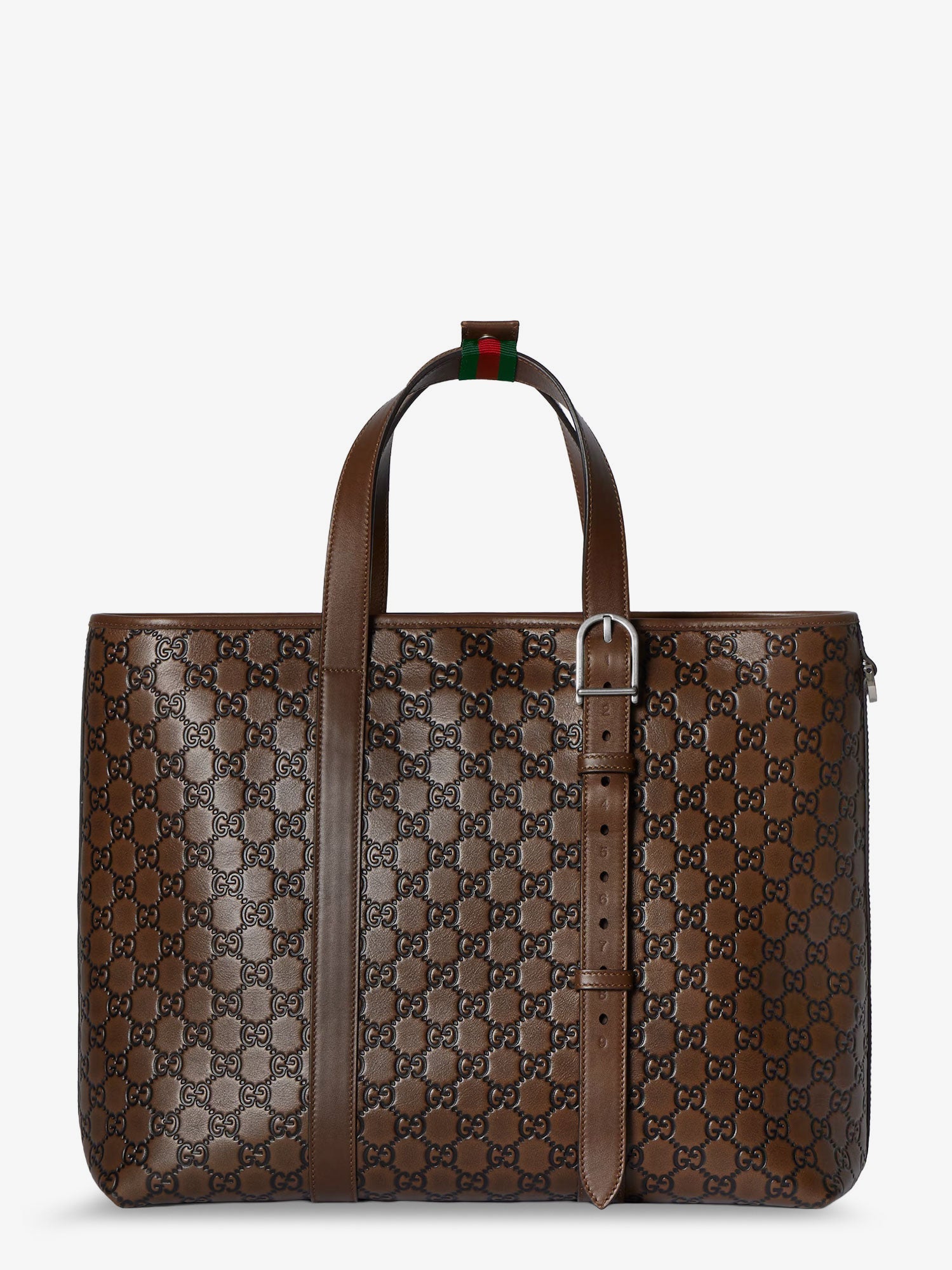 Gucci Men Gg Emblem Leather Shopping Bag