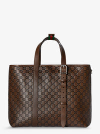 Gucci Men Gg Emblem Leather Shopping Bag