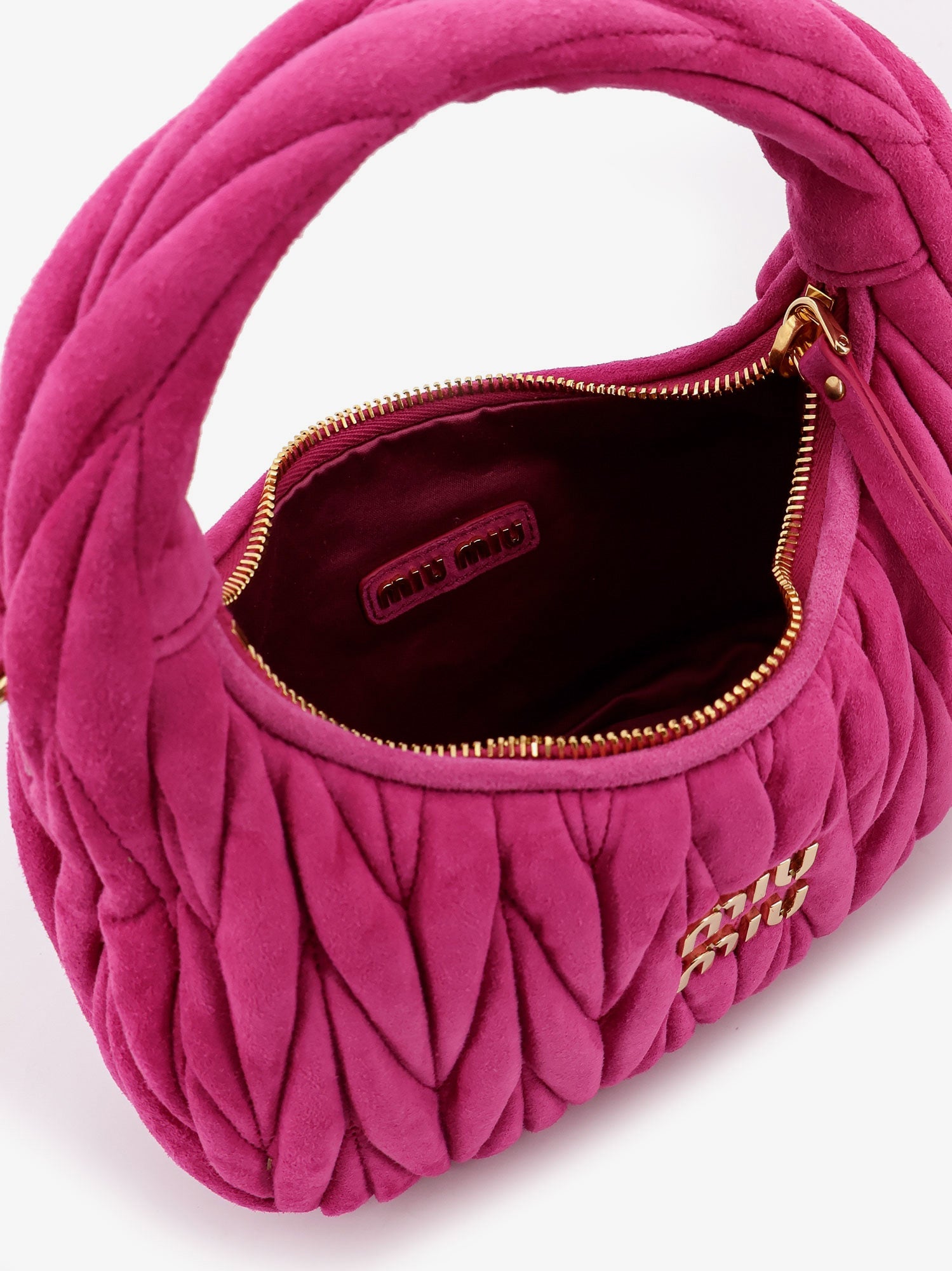 Miu Miu Women Wander Matelasse Suede Shoulder Bag