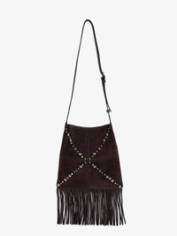 Valentino Garavani Men Suede Shoulder Bag With Fringes And Metal Details