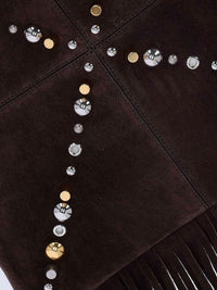 Valentino Garavani Men Suede Shoulder Bag With Fringes And Metal Details