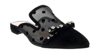 Ventutto Black Mesh Ballerina Flat Mule-