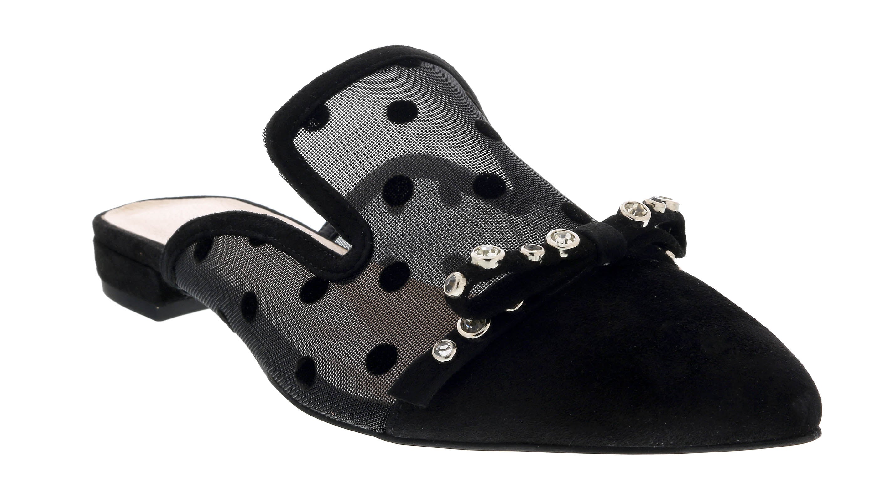 Ventutto Black Mesh Ballerina Flat Mule-