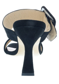 Ventutto Black Wide Buckle High Heel Slide-