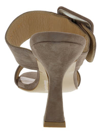 Ventutto Mink Wide Buckle High Heel Slide-