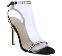 Ventutto Black Classic Crystal Embellished Strappy High Heel Sandal-