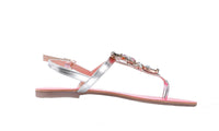 Ventutto Rio Fuschia Silver Crystal Cluster T-Strap Sandal
