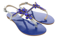 Ventutto Rio Star Blue Crystal Cluster T-Strap Sandal