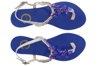 Ventutto Rio Star Blue Crystal Cluster T-Strap Sandal
