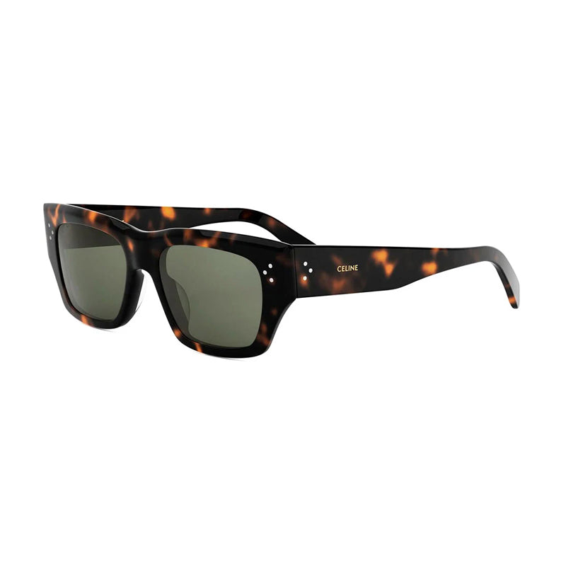 Celine Celine Sunglasses Square Full Rim, Havana Frame and Green Lens CL40297U52N