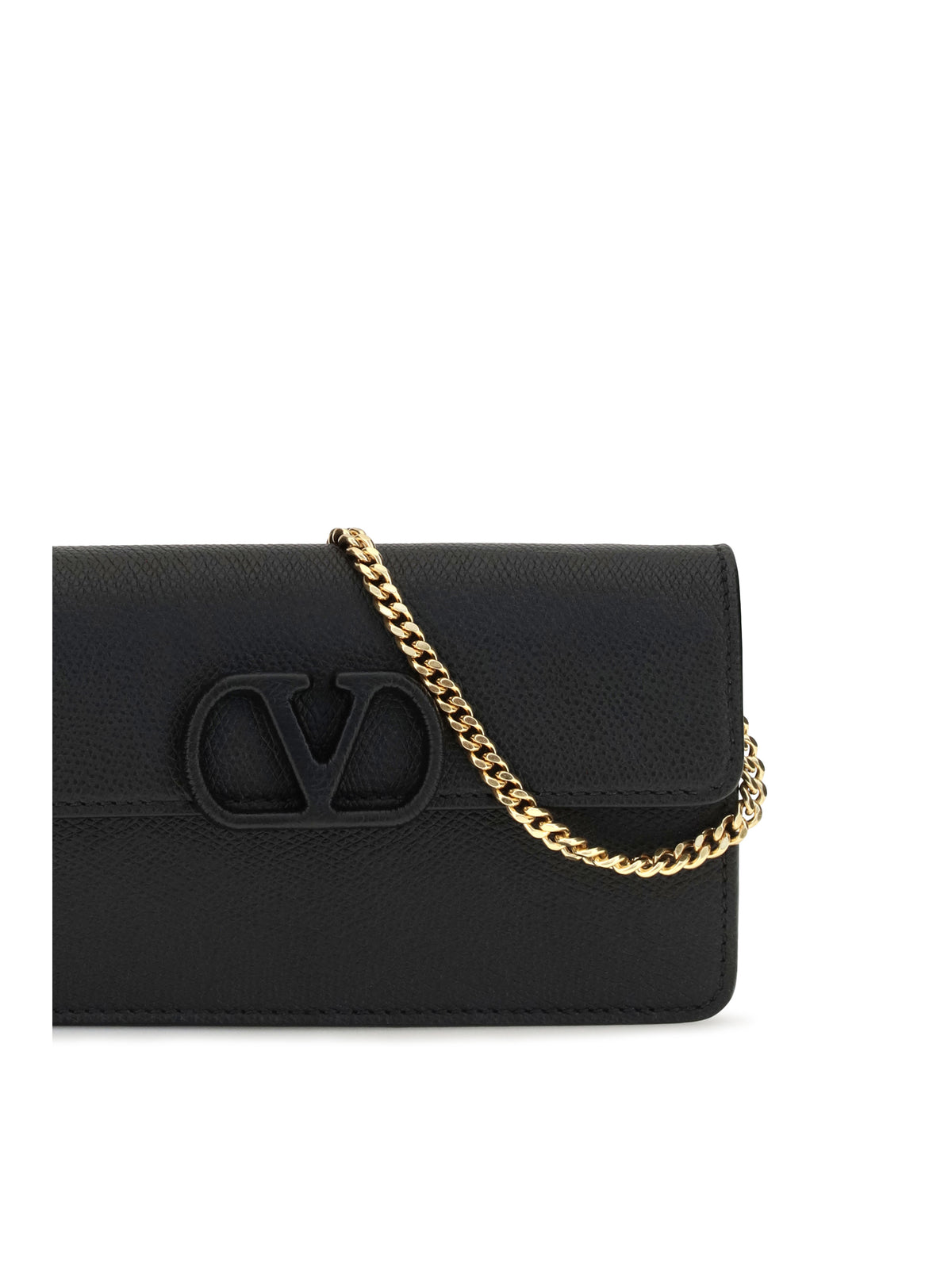 Valentino Garavani Women Vlogo Signature Grainy Calfskin Chain Wallet