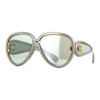Loewe Sunglasses Aviator Full Rim, Shiny Metallic Grey Frame and Grey with Blue Mirror Lens LW40132I05X