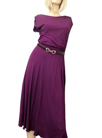Gucci Gucci Women's Purple Rayon Runway Dress with Leather Belt