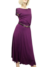 Gucci Gucci Women's Purple Rayon Runway Dress with Leather Belt