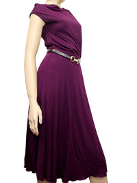 Gucci Gucci Women's Purple Rayon Runway Dress with Leather Belt