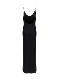Saint Laurent Women Backless Knit Dress With Cassandre Chain