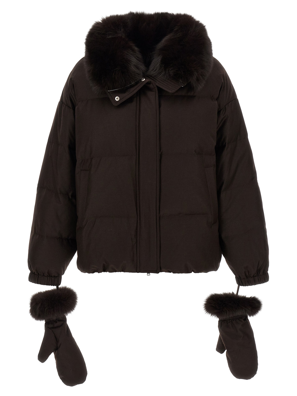 Yves Salomon Women Flannel Down Jacket With Mittens
