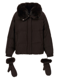 Yves Salomon Women Flannel Down Jacket With Mittens
