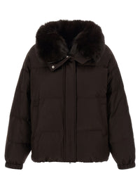 Yves Salomon Women Flannel Down Jacket With Mittens