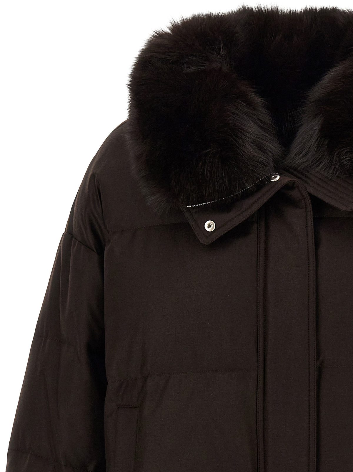 Yves Salomon Women Flannel Down Jacket With Mittens